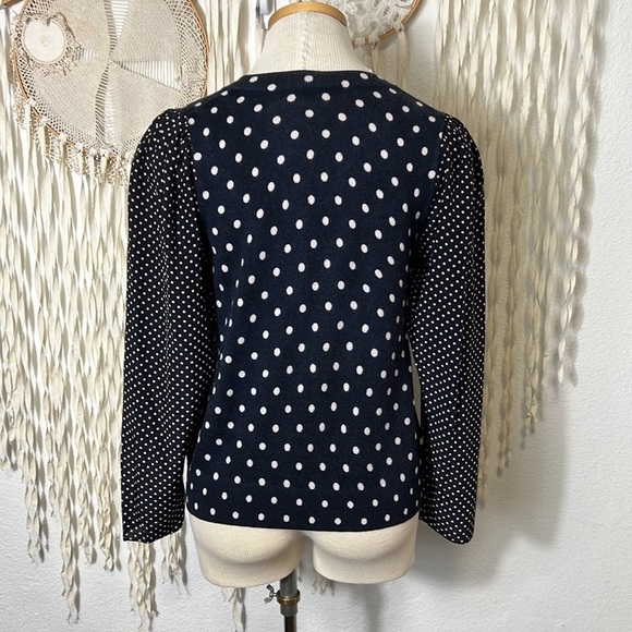 Rebecca Taylor Navy Polka Dot Sweater Size M - Picture 3 of 10